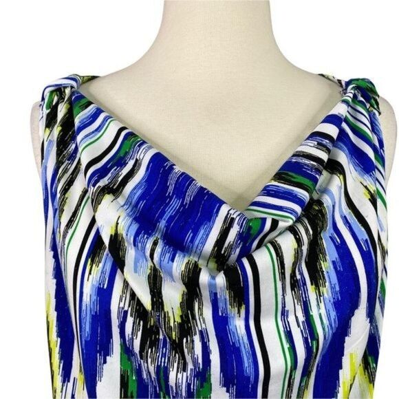 Ellen Tracy Tank Blouse Size Medium Blue Yellow - Picture 4 of 7